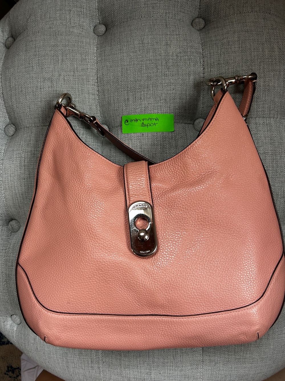 Coach Amber Hobo F48635 Petal Pink Pebbled Leather Shoulder Bag